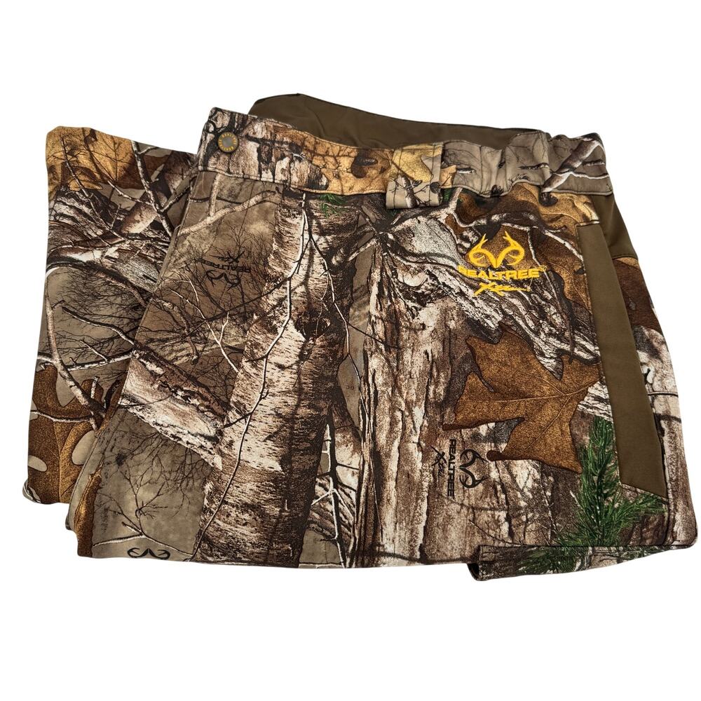 Realtree Xtra‎ Pants Mens 2XL (44x31 ACTUAL) Camo Softshell Ankle Zip Hunting
